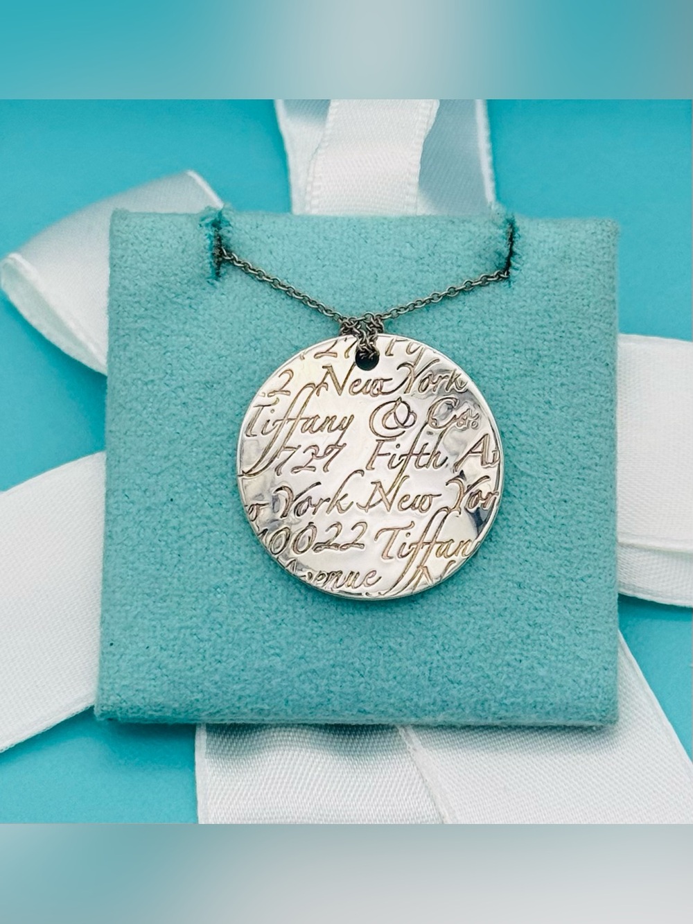 Tiffany & Co SS Wavy Notes Pendant Necklace 19” EUC